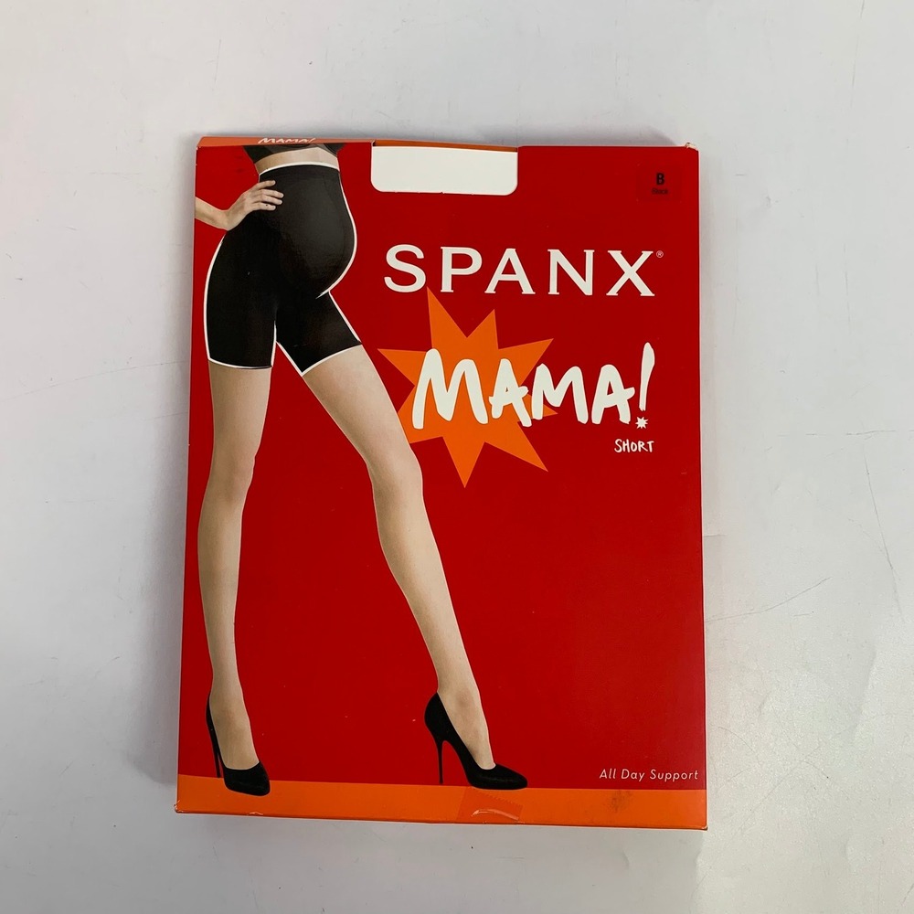 SPANX Mama Black Short Built-In Support‎ Cradles Bump Firms Butt Thighs Size B